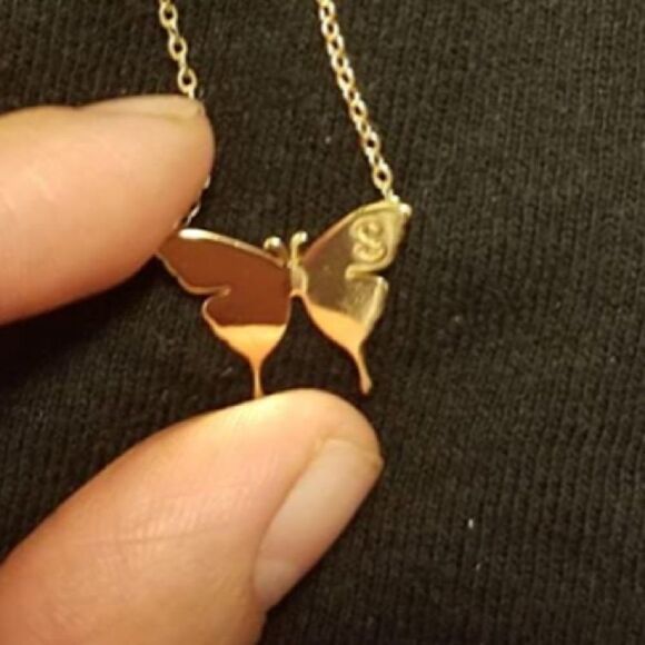 18k Gold Butterfly Initial Necklace - Picture 6 of 10